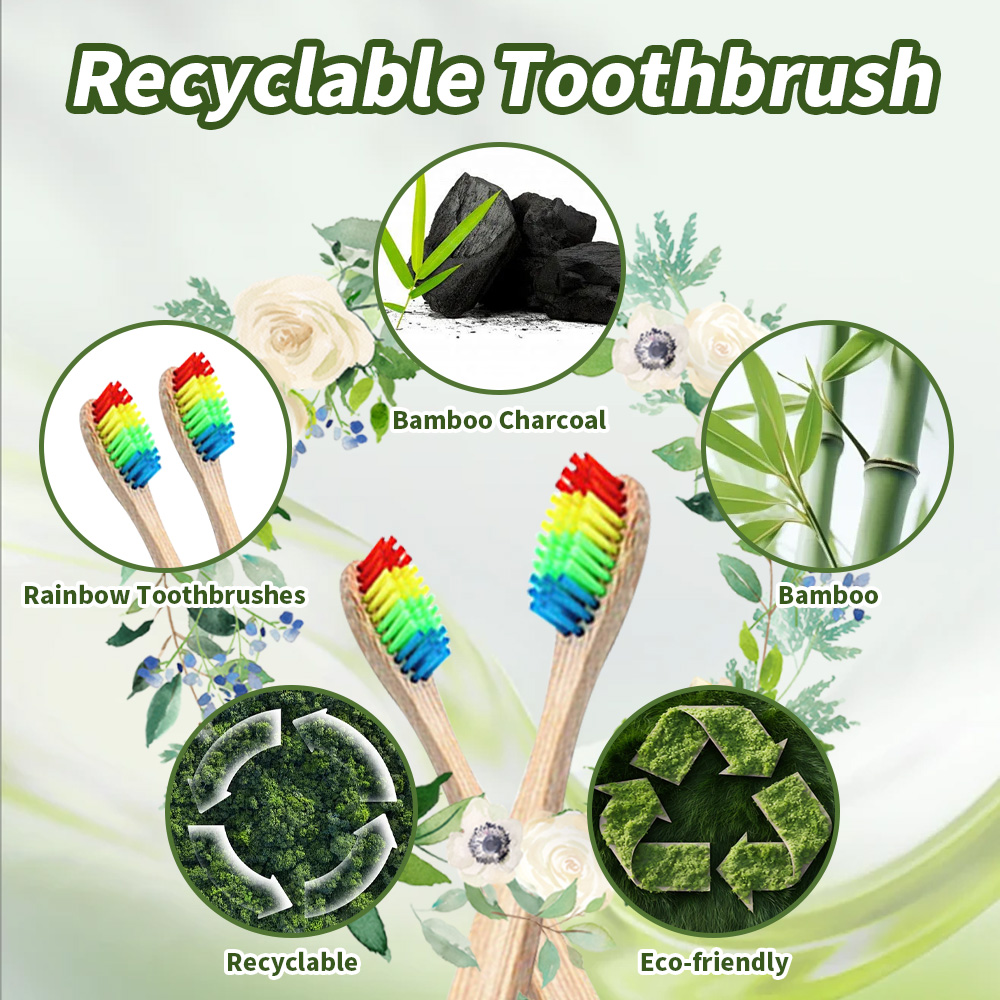 10 Pack Rainbow Bamboo Toothbr - đánh giá và giá Bamboo Toothbrush